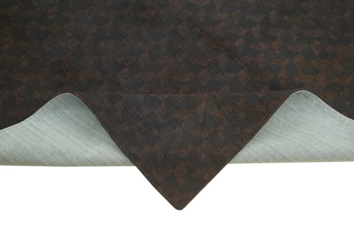 Needlepoint Kahverengi Pamuk Üzerine Yün El Dokuma Halı-169x250 - Görsel 6