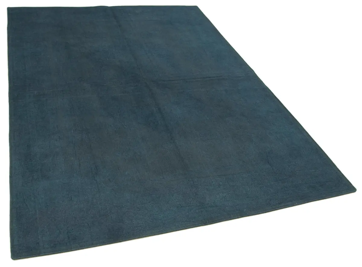 Needlepoint Mavi Pamuk Üzerine Yün El Dokuma Halı-164x244 - Görsel 2