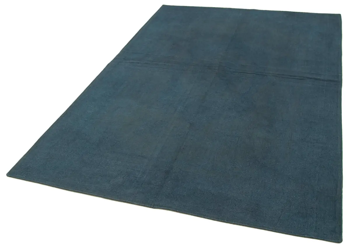 Needlepoint Mavi Pamuk Üzerine Yün El Dokuma Halı-164x244 - Görsel 3