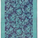 Needlepoint Turkuaz Pamuk Üzerine Yün El Dokuma Halı-165x254