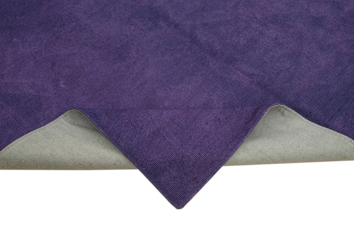 Needlepoint Mor Pamuk Üzerine Yün El Dokuma Halı-169x258 - Görsel 6