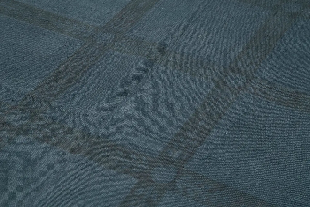 Needlepoint Mavi Pamuk Üzerine Yün El Dokuma Halı-164x256 - Görsel 5