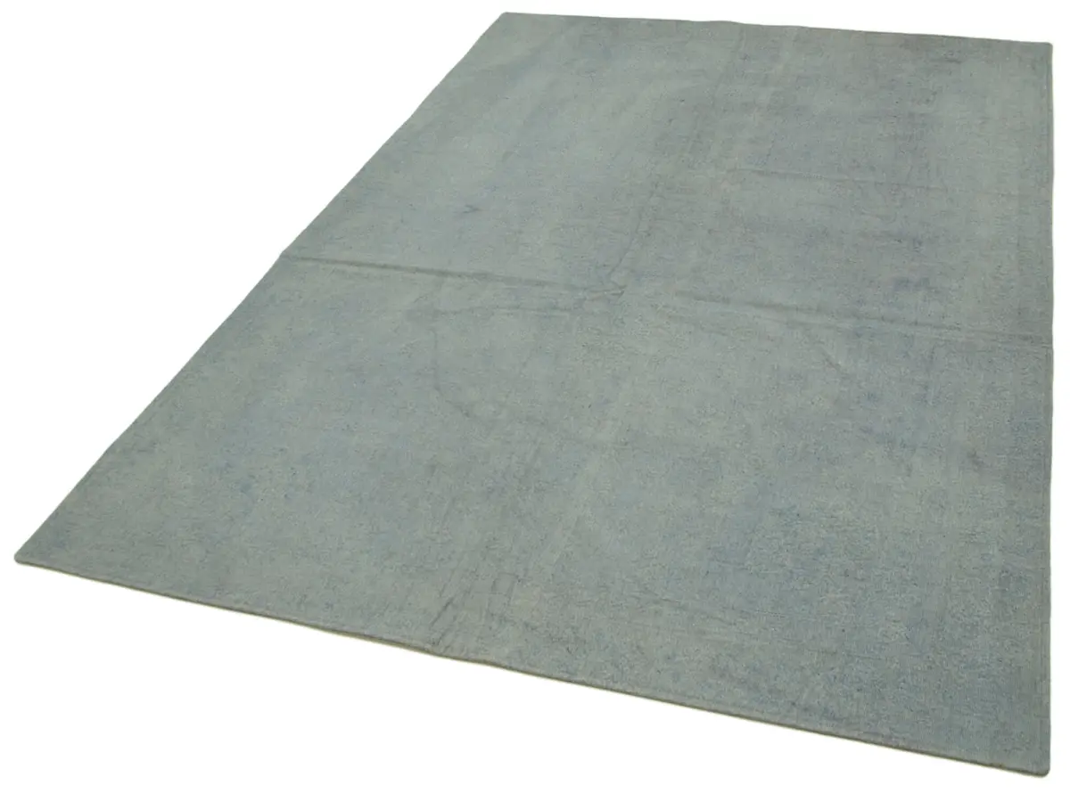 Needlepoint Gri Pamuk Üzerine Yün El Dokuma Halı-163x237 - Görsel 3