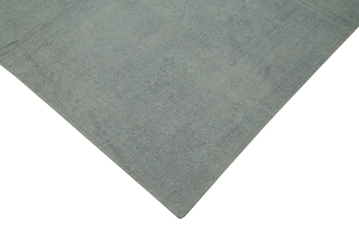 Needlepoint Gri Pamuk Üzerine Yün El Dokuma Halı-163x237 - Görsel 4