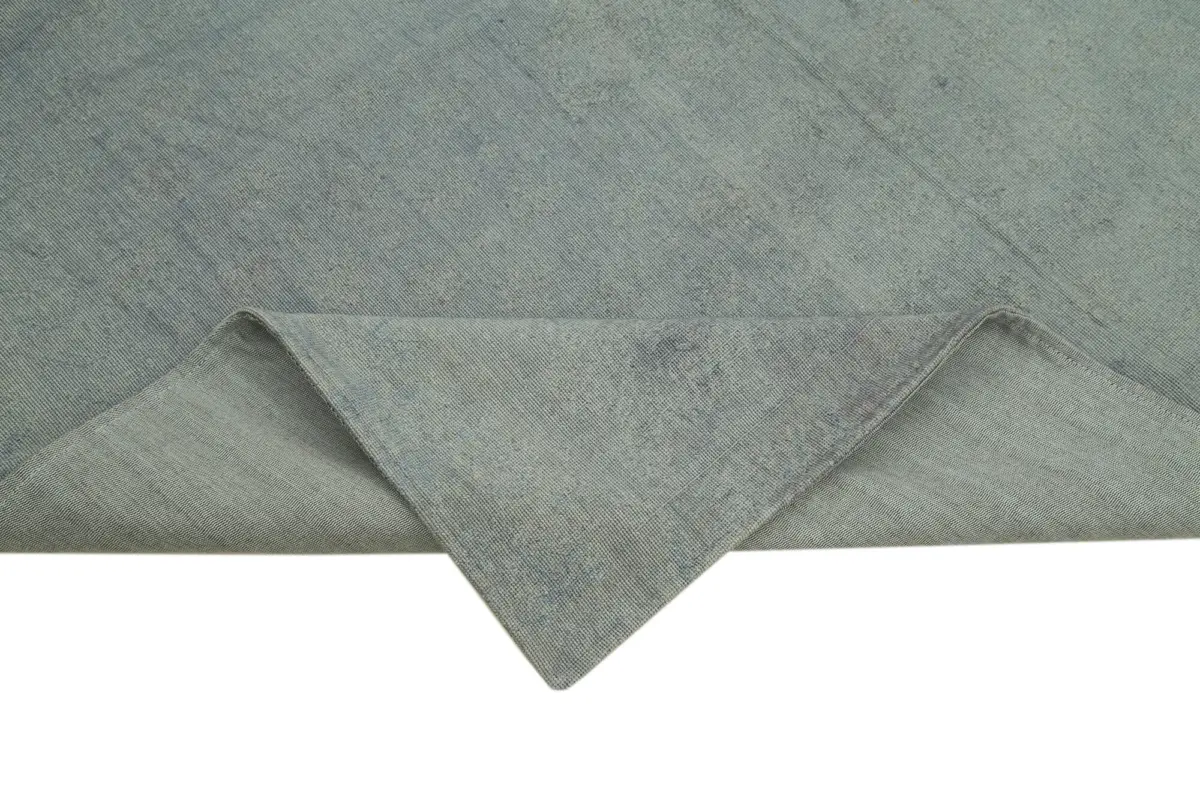 Needlepoint Gri Pamuk Üzerine Yün El Dokuma Halı-163x237 - Görsel 6