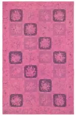 Needlepoint Pembe Pamuk Üzerine Yün El Dokuma Halı-156x242