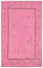 Needlepoint Pembe Pamuk Üzerine Yün El Dokuma Halı-162x255