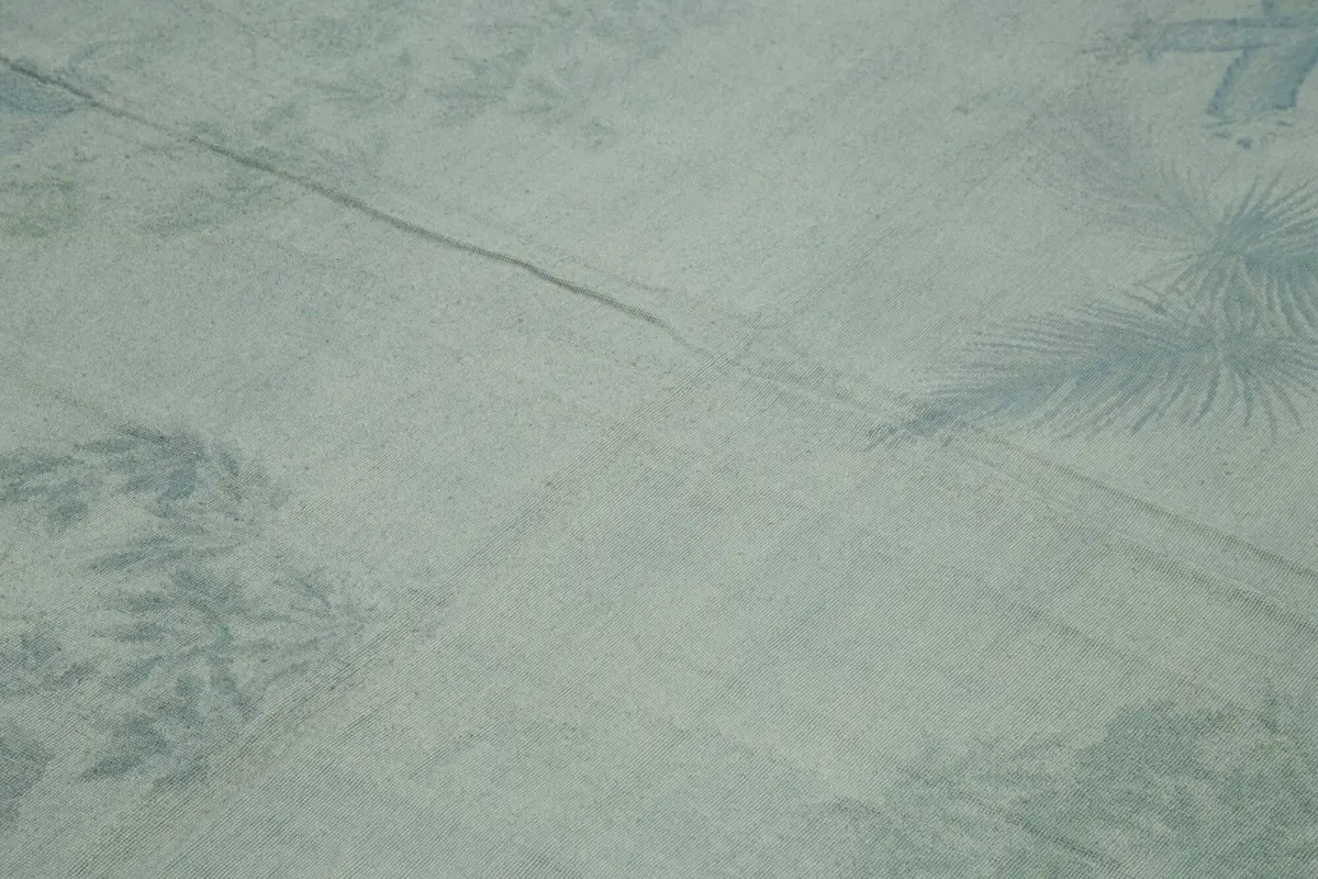 Needlepoint Gri Pamuk Üzerine Yün El Dokuma Halı-181x275 - Görsel 5