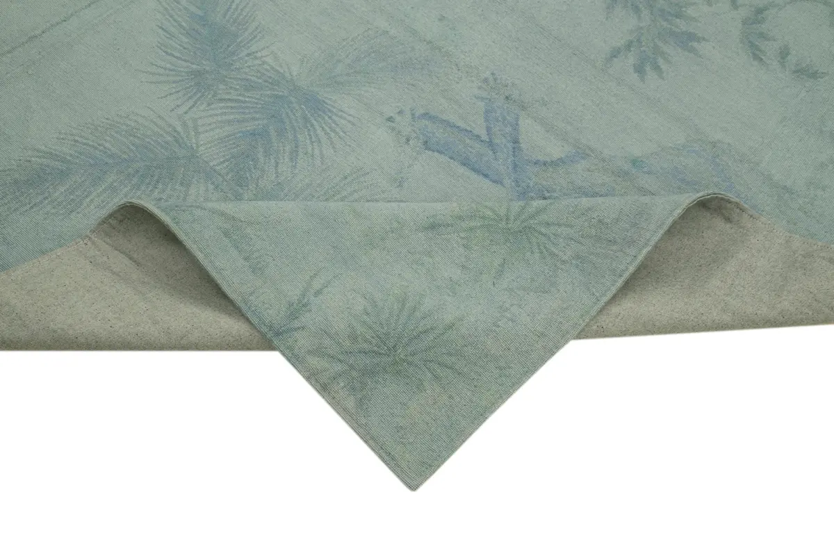 Needlepoint Gri Pamuk Üzerine Yün El Dokuma Halı-181x275 - Görsel 6