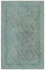 Needlepoint Mavi Pamuk Üzerine Yün El Dokuma Halı-163x253