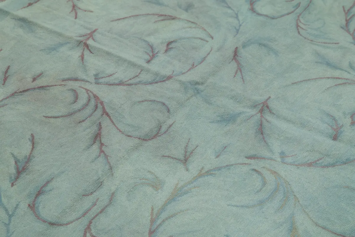 Needlepoint Mavi Pamuk Üzerine Yün El Dokuma Halı-163x253 - Görsel 5