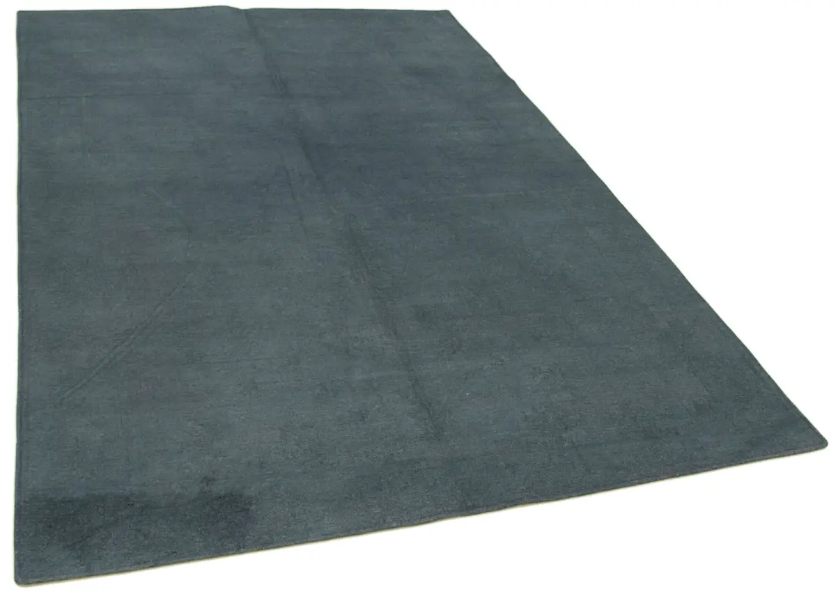 Needlepoint Gri Pamuk Üzerine Yün El Dokuma Halı-171x248 - Görsel 2