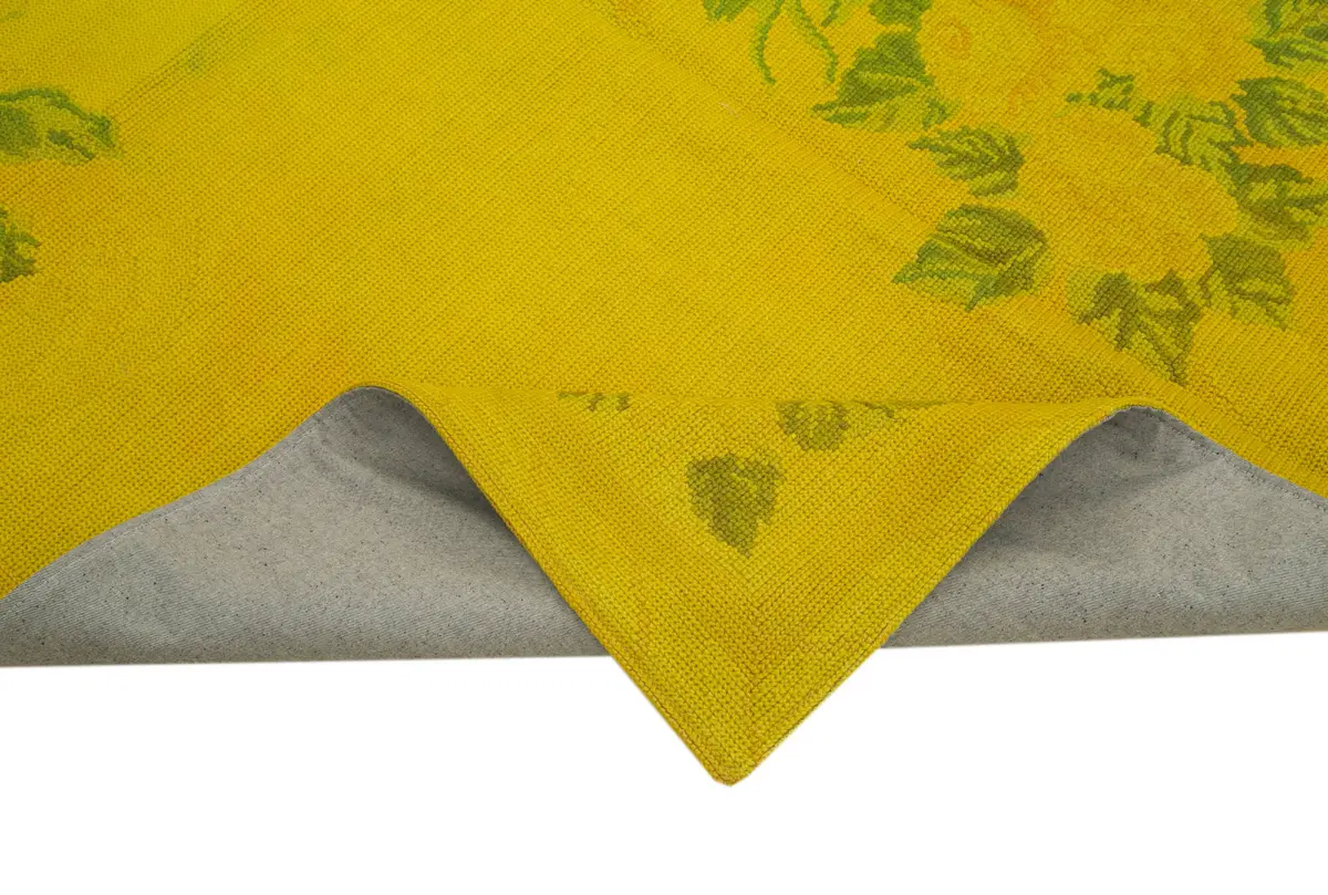 Needlepoint Sarı Pamuk Üzerine Yün El Dokuma Halı-168x260 - Görsel 6