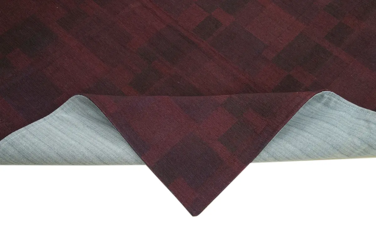 Needlepoint Kahverengi Pamuk Üzerine Yün El Dokuma Halı-140x229 - Görsel 6