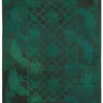 Needlepoint Yeşil Pamuk Üzerine Yün El Dokuma Halı-164x238