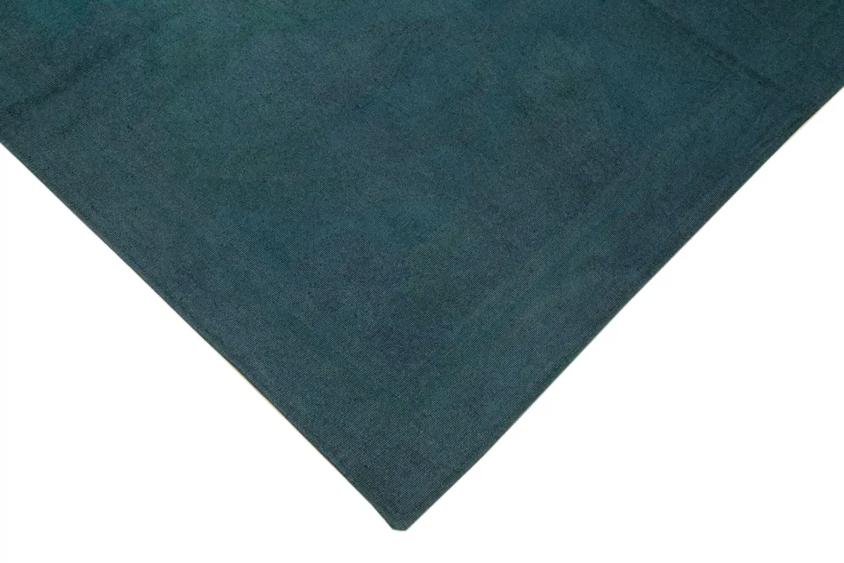 Needlepoint Gri Pamuk Üzerine Yün El Dokuma Halı-169x240 - Görsel 4