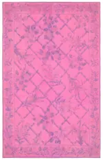 Needlepoint Pembe Pamuk Üzerine Yün El Dokuma Halı-166x261