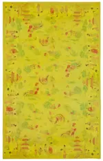 Needlepoint Sarı Pamuk Üzerine Yün El Dokuma Halı-163x257