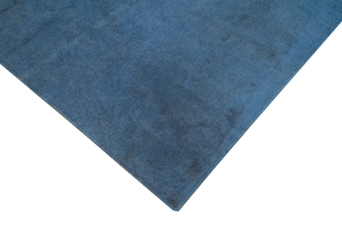 Needlepoint Mavi Pamuk Üzerine Yün El Dokuma Halı-165x244 - Görsel 4
