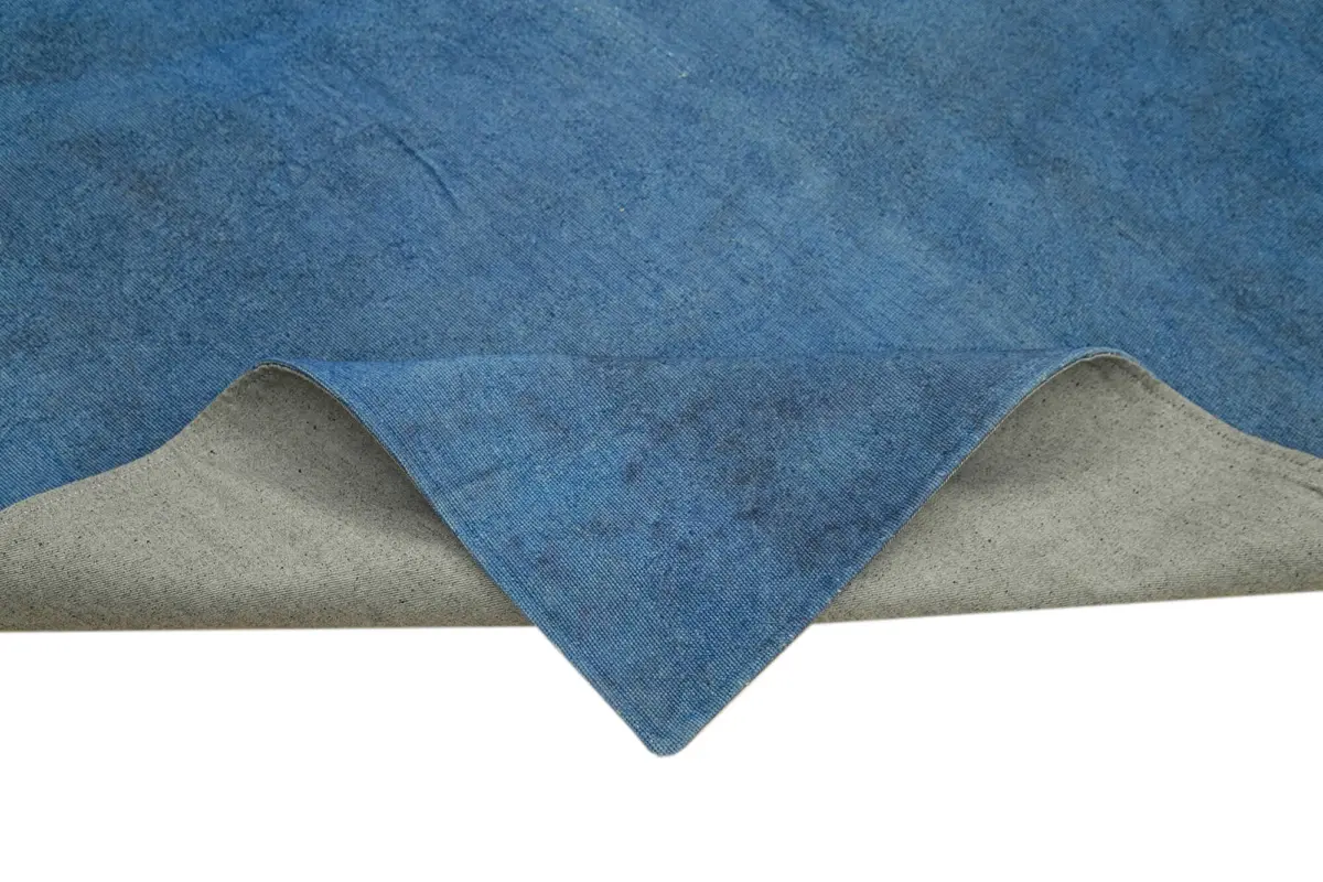 Needlepoint Mavi Pamuk Üzerine Yün El Dokuma Halı-165x244 - Görsel 6