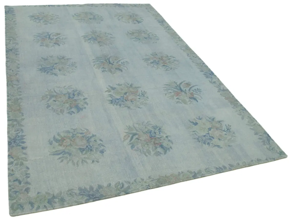 Needlepoint Gri Pamuk Üzerine Yün El Dokuma Halı-160x240 - Görsel 2