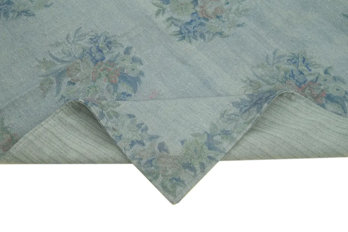 Needlepoint Gri Pamuk Üzerine Yün El Dokuma Halı-160x240 - Görsel 6