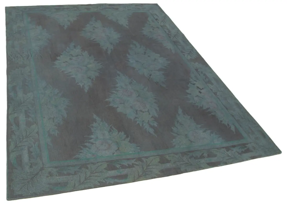 Needlepoint Gri Pamuk Üzerine Yün El Dokuma Halı-170x227 - Görsel 2