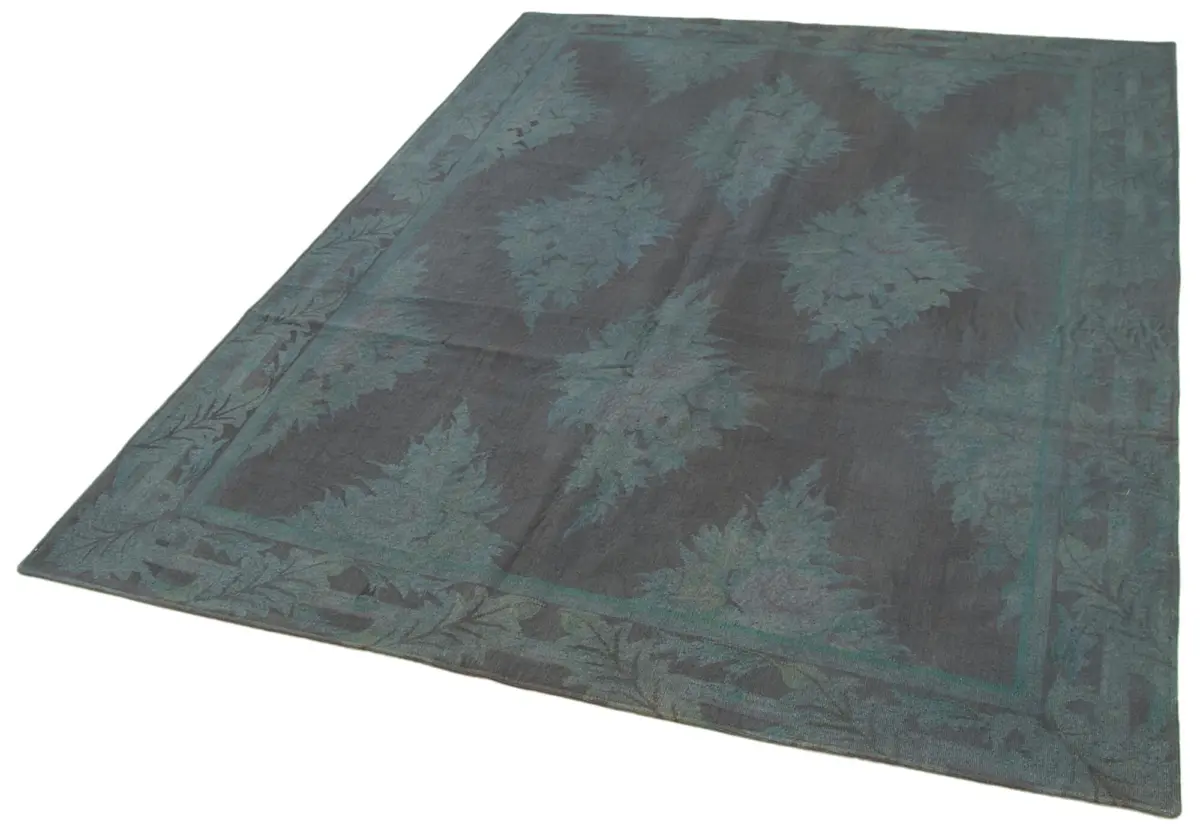 Needlepoint Gri Pamuk Üzerine Yün El Dokuma Halı-170x227 - Görsel 3