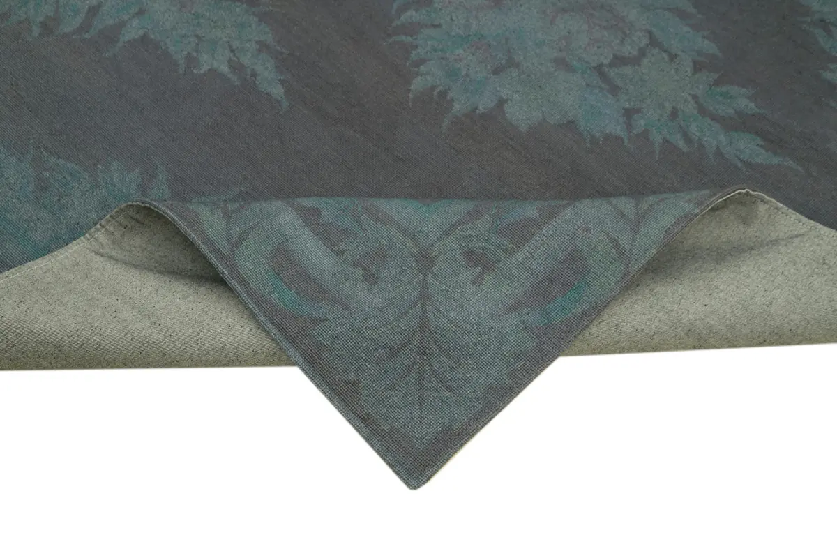 Needlepoint Gri Pamuk Üzerine Yün El Dokuma Halı-170x227 - Görsel 6