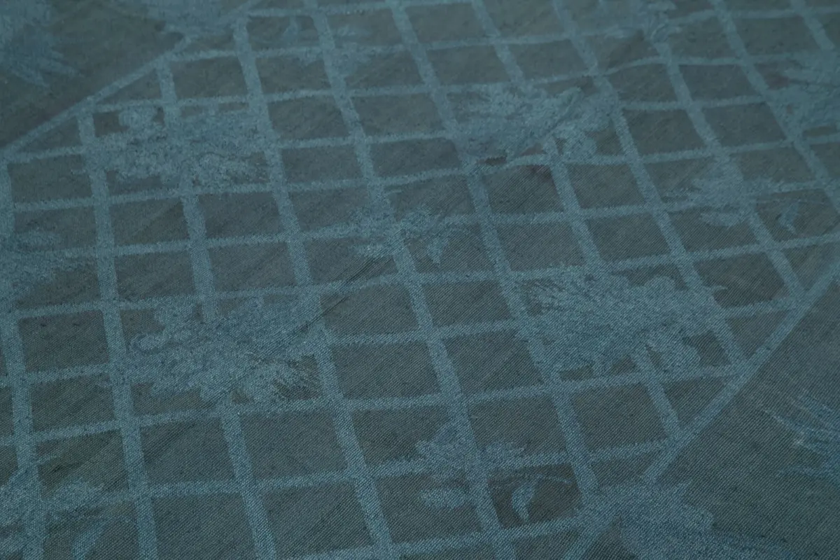 Needlepoint Gri Pamuk Üzerine Yün El Dokuma Halı-165x255 - Görsel 5