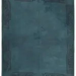 Needlepoint Mavi Pamuk Üzerine Yün El Dokuma Halı-215x249