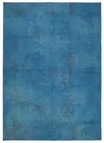 Needlepoint Mavi Pamuk Üzerine Yün El Dokuma Halı-193x267