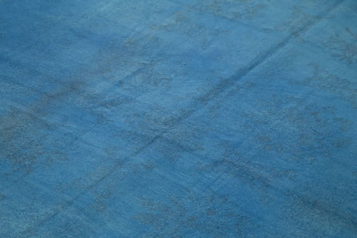 Needlepoint Mavi Pamuk Üzerine Yün El Dokuma Halı-193x267 - Görsel 5