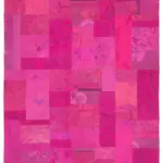 Needlepoint Pembe Pamuk Üzerine Yün El Dokuma Halı-202x301