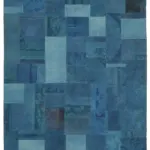 Needlepoint Mavi Pamuk Üzerine Yün El Dokuma Halı-201x301