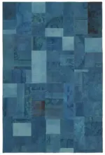 Needlepoint Mavi Pamuk Üzerine Yün El Dokuma Halı-201x301