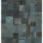 Needlepoint Gri Pamuk Üzerine Yün El Dokuma Halı-202x301