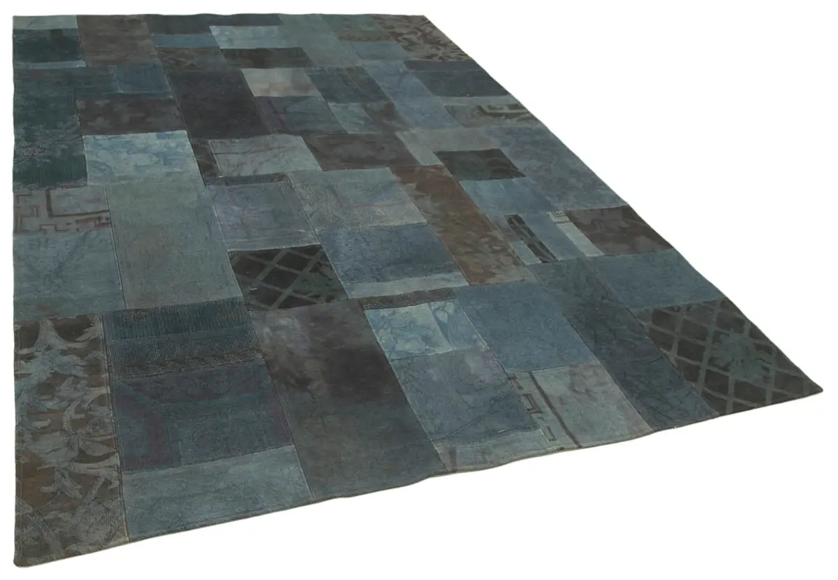 Needlepoint Gri Pamuk Üzerine Yün El Dokuma Halı-202x301 - Görsel 2