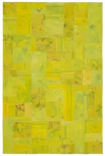 Needlepoint Sarı Pamuk Üzerine Yün El Dokuma Halı-201x301