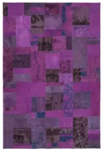 Needlepoint Mor Pamuk Üzerine Yün El Dokuma Halı-202x301