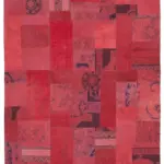 Needlepoint Kırmızı Pamuk Üzerine Yün El Dokuma Halı-202x300