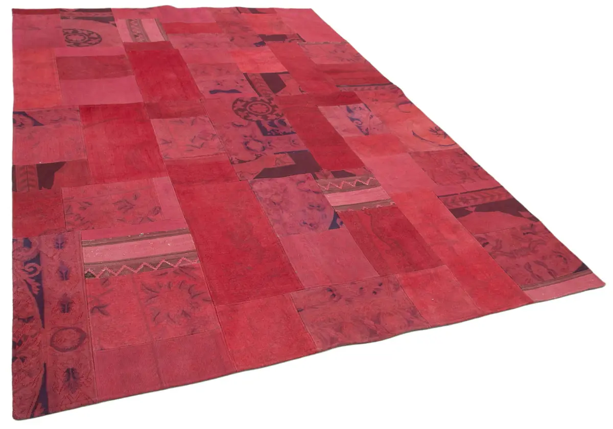 Needlepoint Kırmızı Pamuk Üzerine Yün El Dokuma Halı-202x300 - Görsel 2