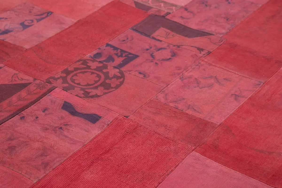 Needlepoint Kırmızı Pamuk Üzerine Yün El Dokuma Halı-202x300 - Görsel 5