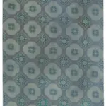 Needlepoint Mavi Pamuk Üzerine Yün El Dokuma Halı-206x275