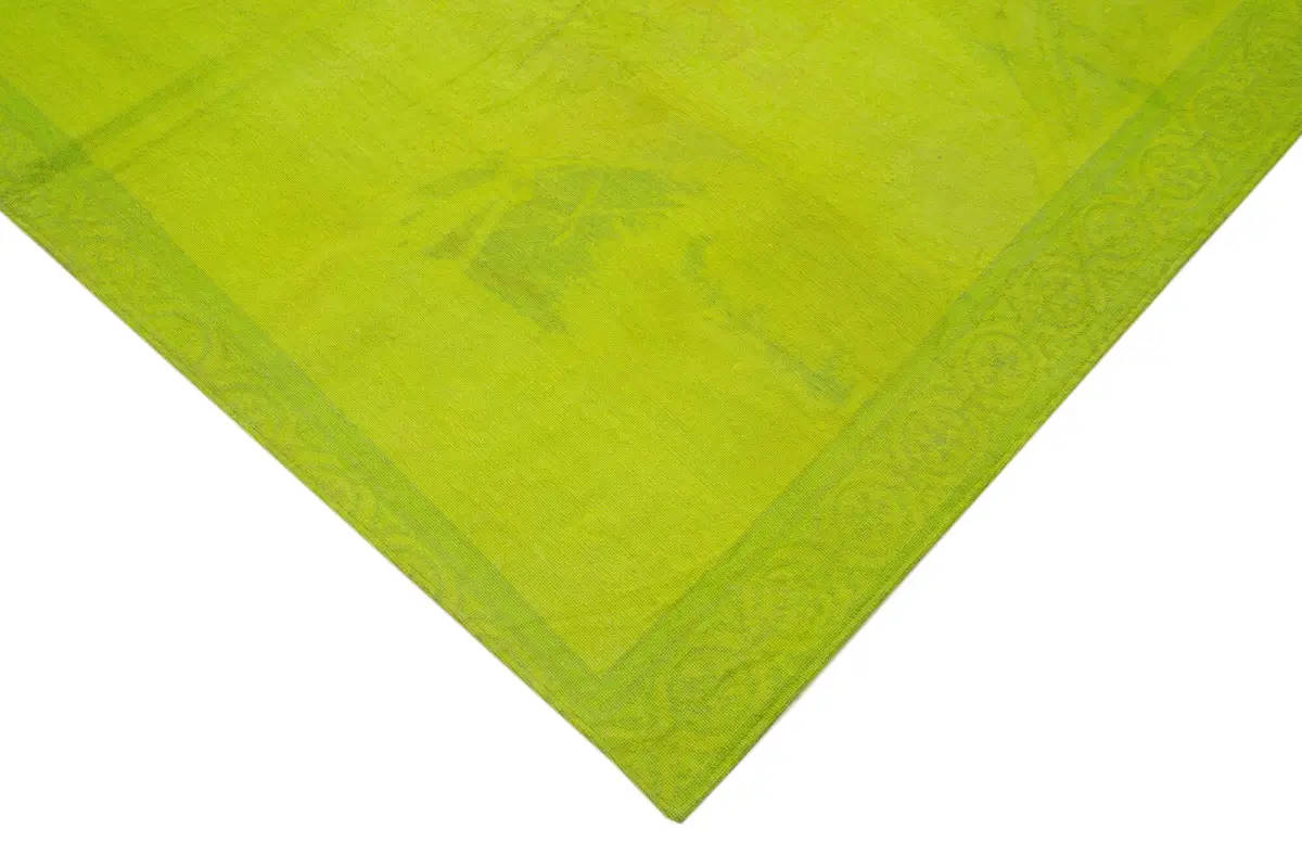 Needlepoint Yeşil Pamuk Üzerine Yün El Dokuma Halı-196x261 - Görsel 4