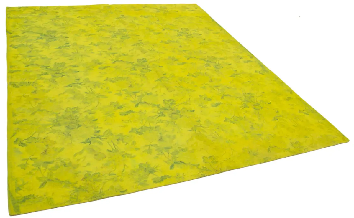 Needlepoint Sarı Pamuk Üzerine Yün El Dokuma Halı-227x267 - Görsel 2