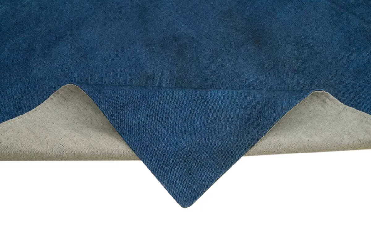 Needlepoint Mavi Pamuk Üzerine Yün El Dokuma Halı-221x267 - Görsel 6