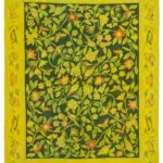 Needlepoint Sarı Pamuk Üzerine Yün El Dokuma Halı-211x273