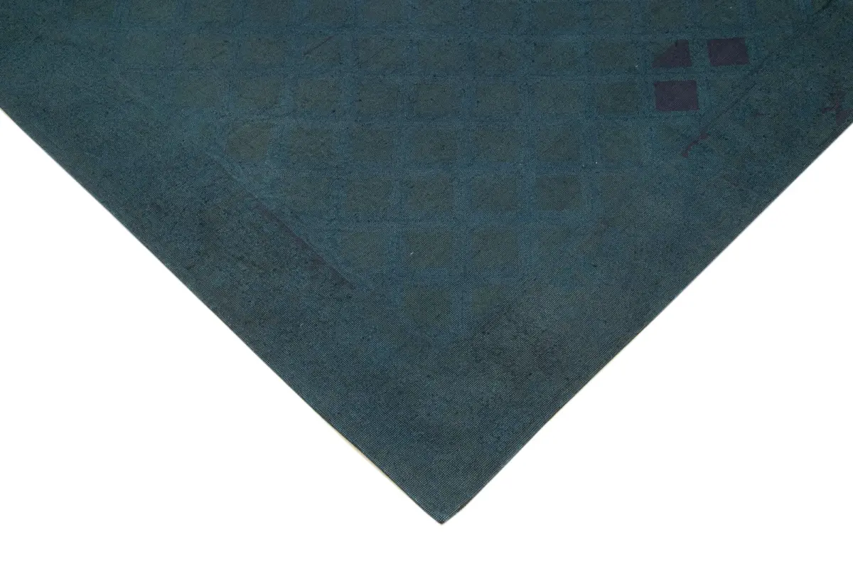 Needlepoint Mavi Pamuk Üzerine Yün El Dokuma Halı-215x270 - Görsel 4