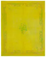 Needlepoint Sarı Pamuk Üzerine Yün El Dokuma Halı-225x281